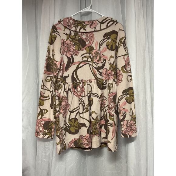 ANTHROPOLOGIE Pea Coat Womens Sz Med GUINEVERE Kirklees Sweater Coat Wool Floral - Picture 2 of 12